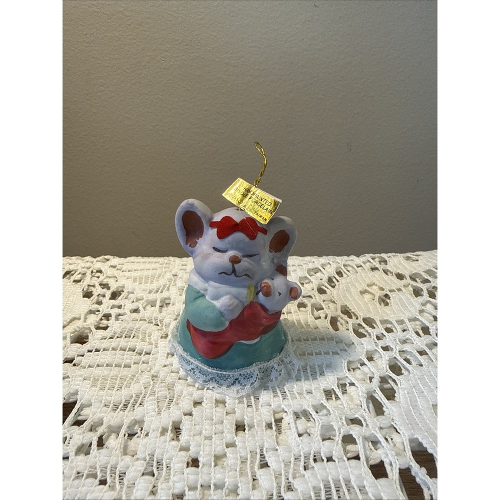 Jasco Lil Chimers Mother Mouse Bell Ornament Figurine Ceramic Vintage